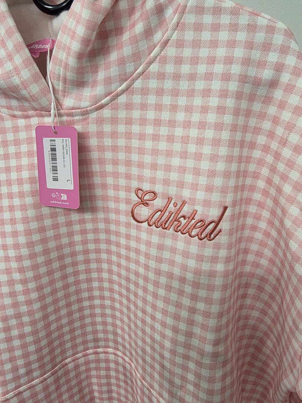 Edikted Women's Oversized Gingham Hoodie Size L - Picture 2 of 8